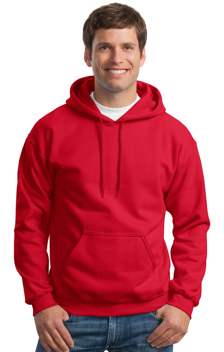 Gildan Men's Heavy Blend Drawcord Hooded Sweatshirt, Safety Pink