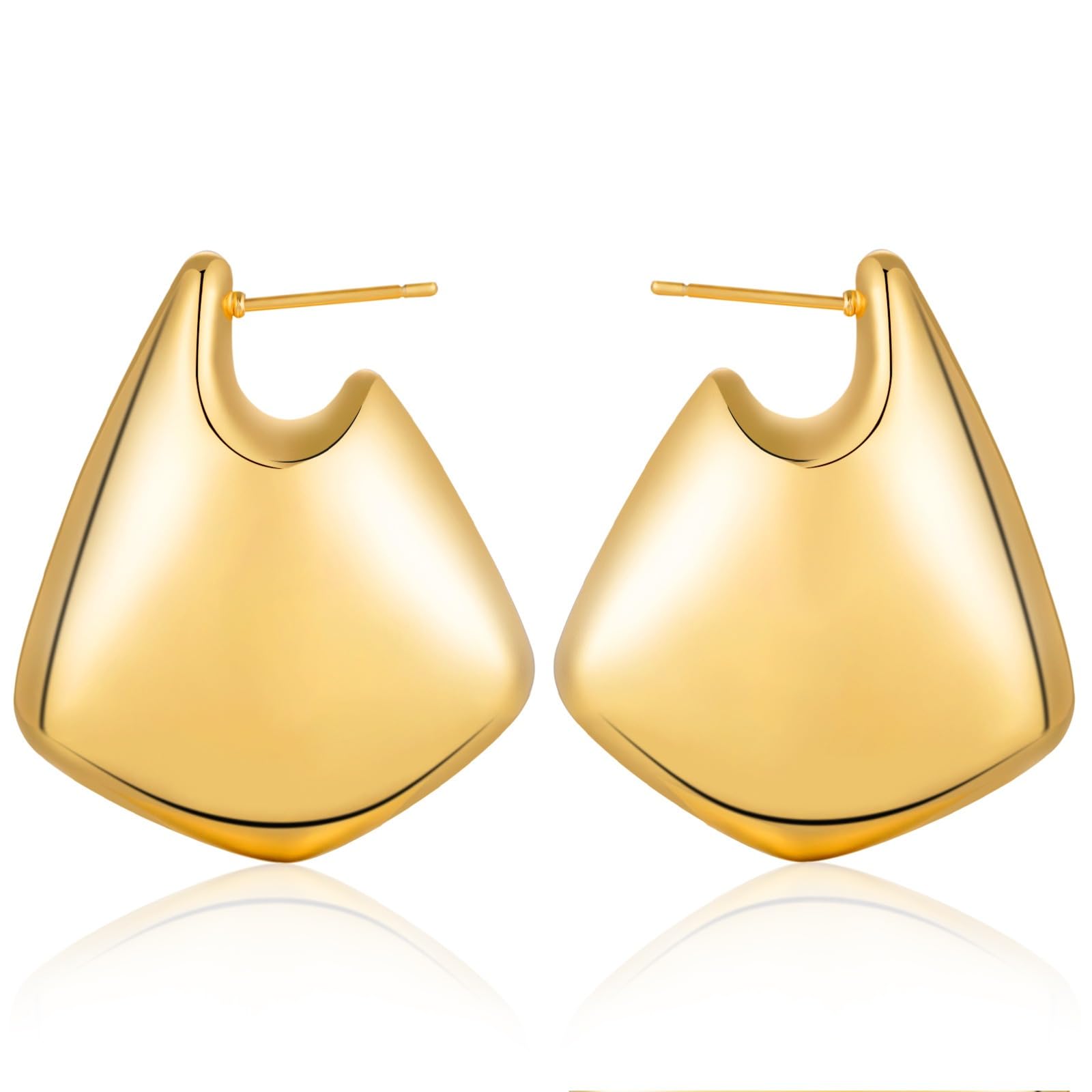 Irregular Designer Triangle Hoop Earrings for Women, Gold, Stainless Steel, European and American Style