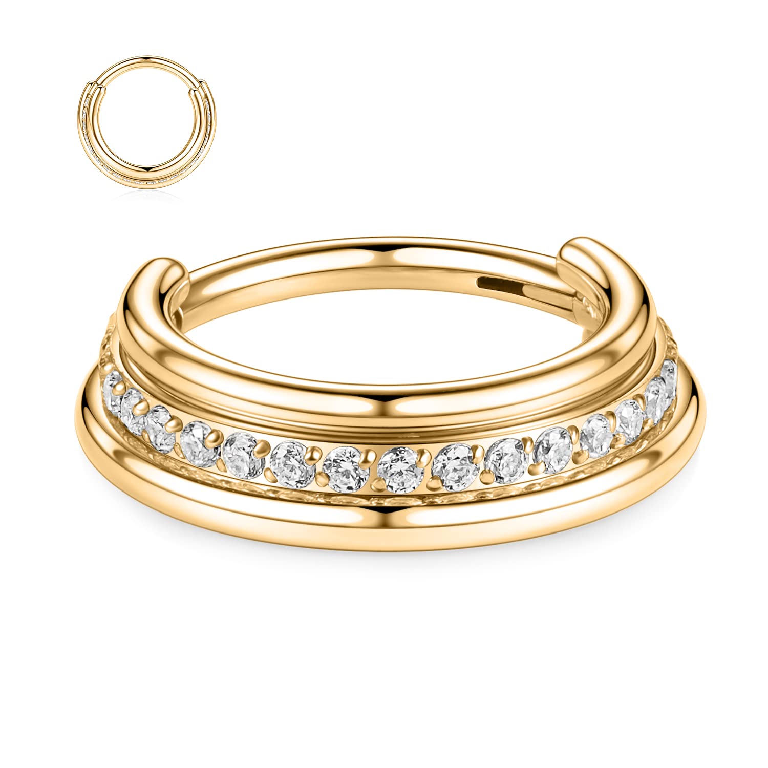 FUNLMO 18G 16G Septum Jewelry Triple Stacked Septum Nose Ring Surgical Steel Daith Conch Helix Cartilage Lobe Piercing Jewelry