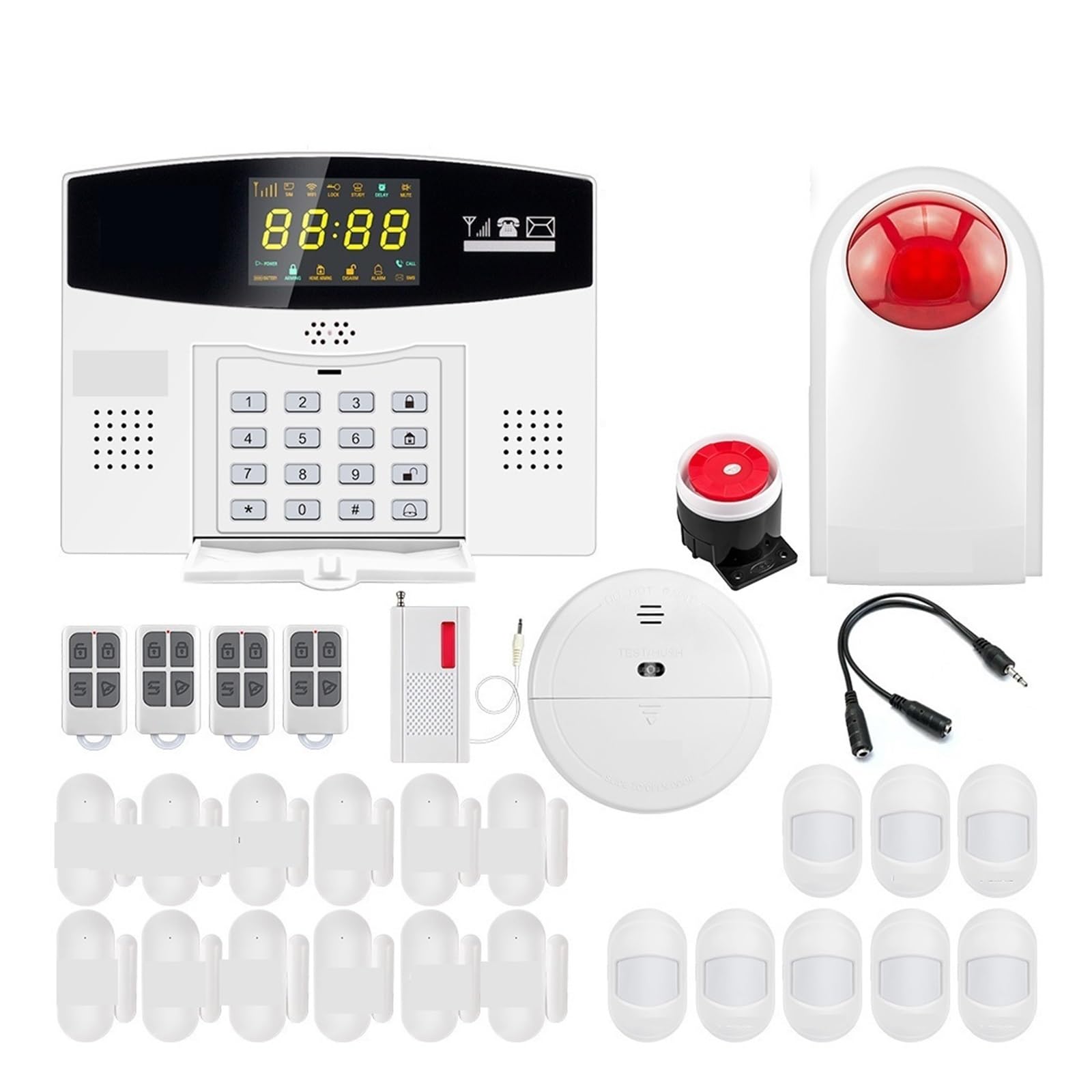 System alarmowy w domu, Inteligentny System Alarmowy GSM Bezprzewodowy Włamywacz W214 Inteligentne Sterowanie Alarmem W Domu Wyświetlacz LCD Kamera IP(Kit 2)