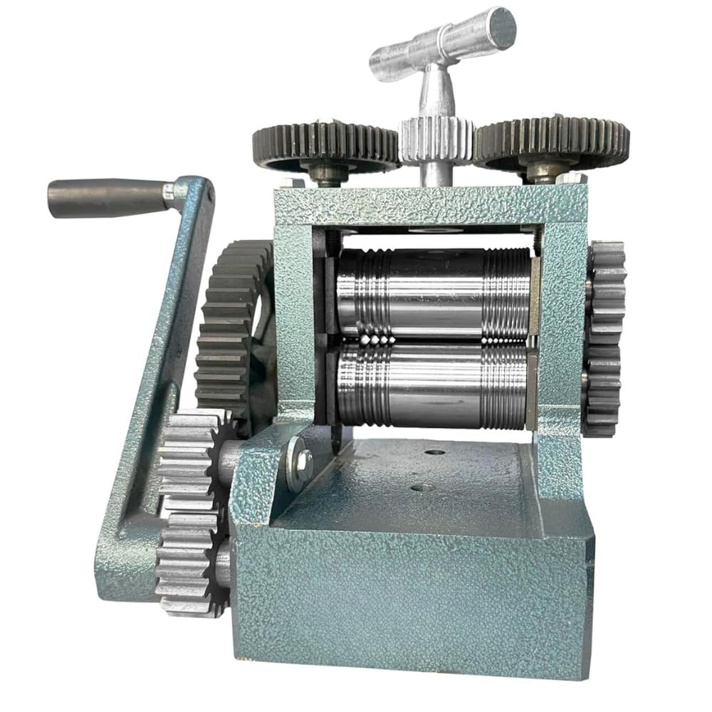 4" Rolling Mill Machine for Gold & Silver Wire and Sheet Works | Tar Patti Machine | Cast Iron Construction with WPS Rollers | Multicolour | Handle Included