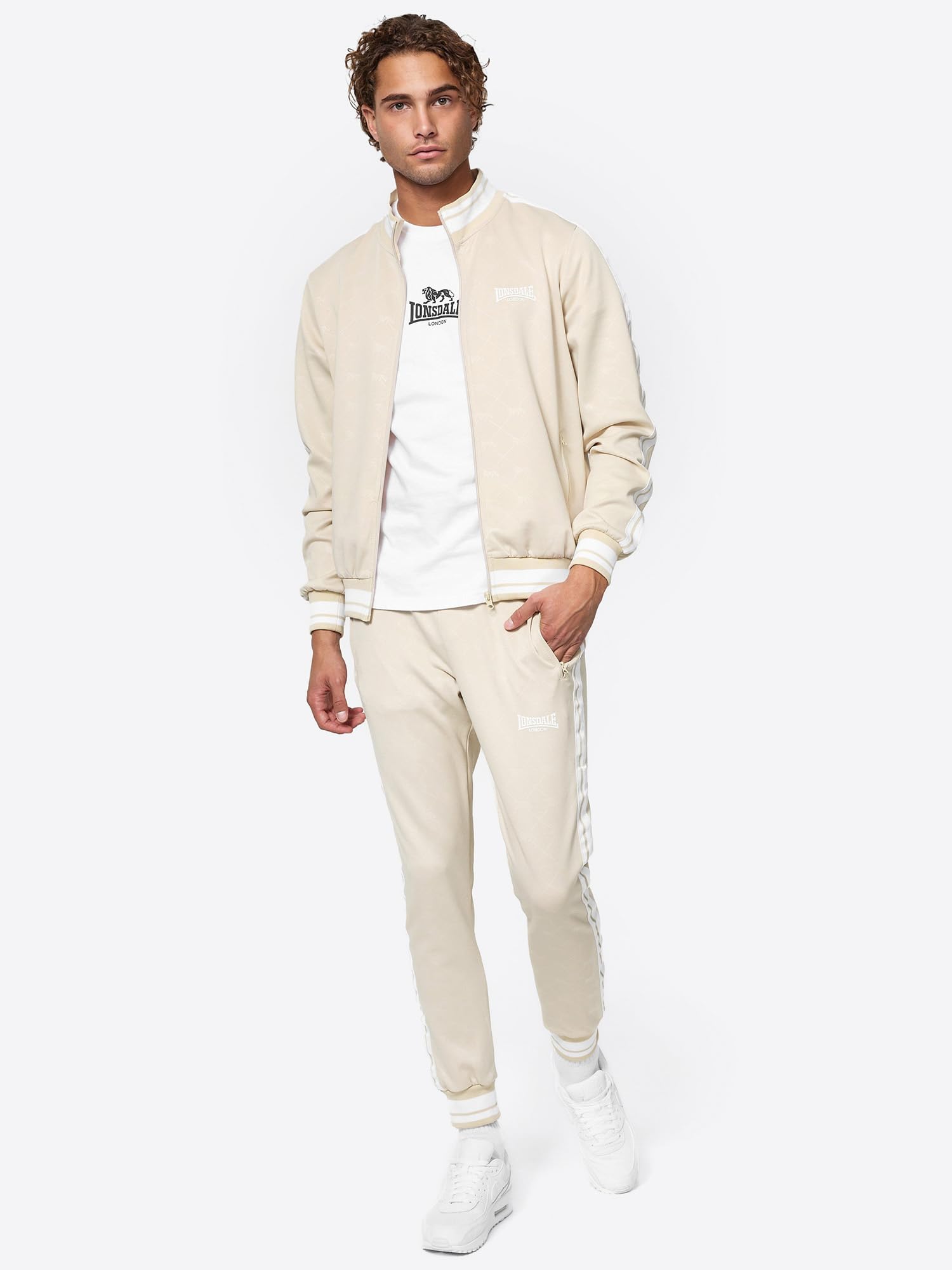 Lonsdale M?skie dres treningowy ASHWELL piaskowy/bia?y, L, piaskowy/bia?y., L