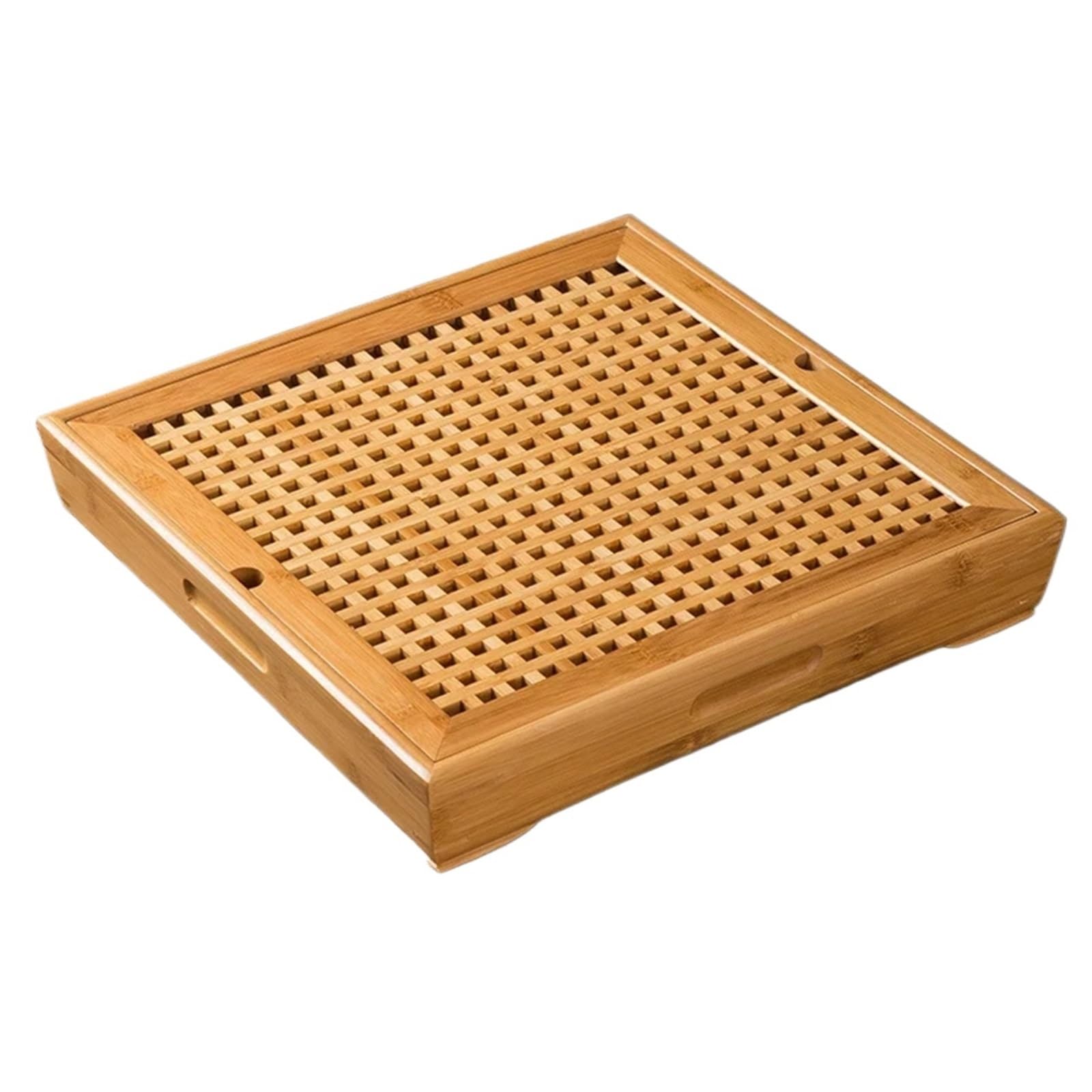 Bandeja de té de bambú – Mesa de agua cuadrada de 40 x 40 cm para el hogar y la oficina, diseño de drenaje simple, perfecta para los amantes del té y servir té, elegante y funcional