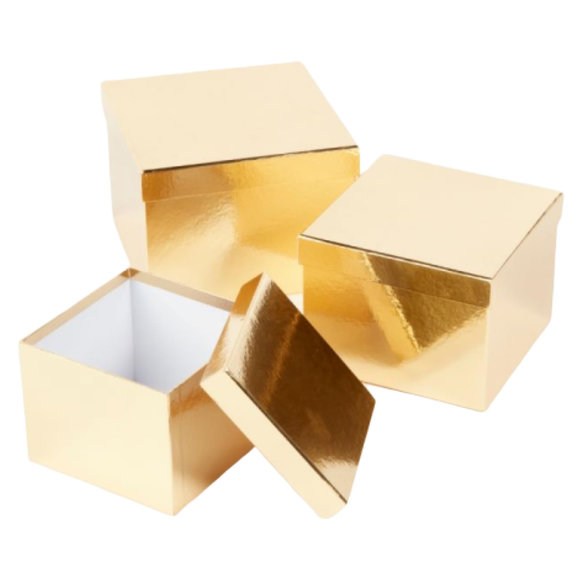 Oasis Paper Gift Box Metallic Empty, Decorative, Reusable, Multipurpose Birthday, Anniversary, Wedding, Return Gifts Hamper Packaging (Set of 3) Square Gold Metallic (B08JVB1PHP) Amazon Price History, Amazon Price Tracker