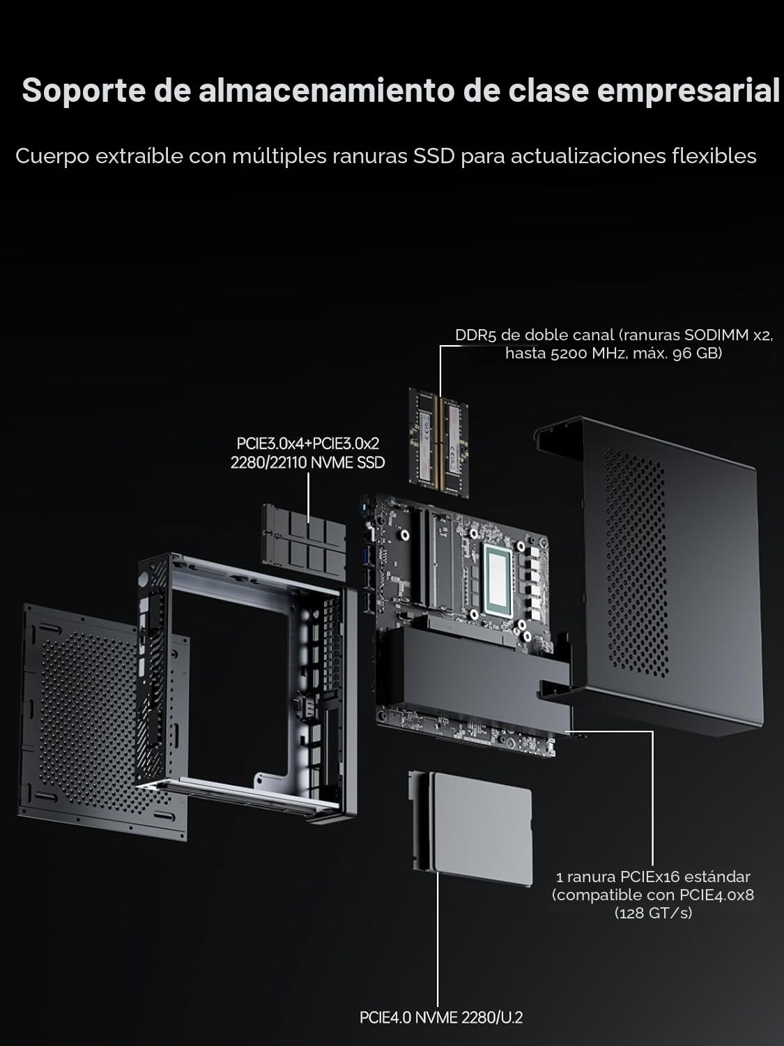 MINISFORUM MS-01 Mini Workstation Intel Core i5-12600H (vPro Enterprise) Mini PC, 2X 10Gbps SFP+/2X 2.5G RJ45/2x USB4/HDIM/1x Ranura PCIe4.0x16/Soporte para 3X M.2 2280/22110/U.2 SSD, sin RAM/SSD