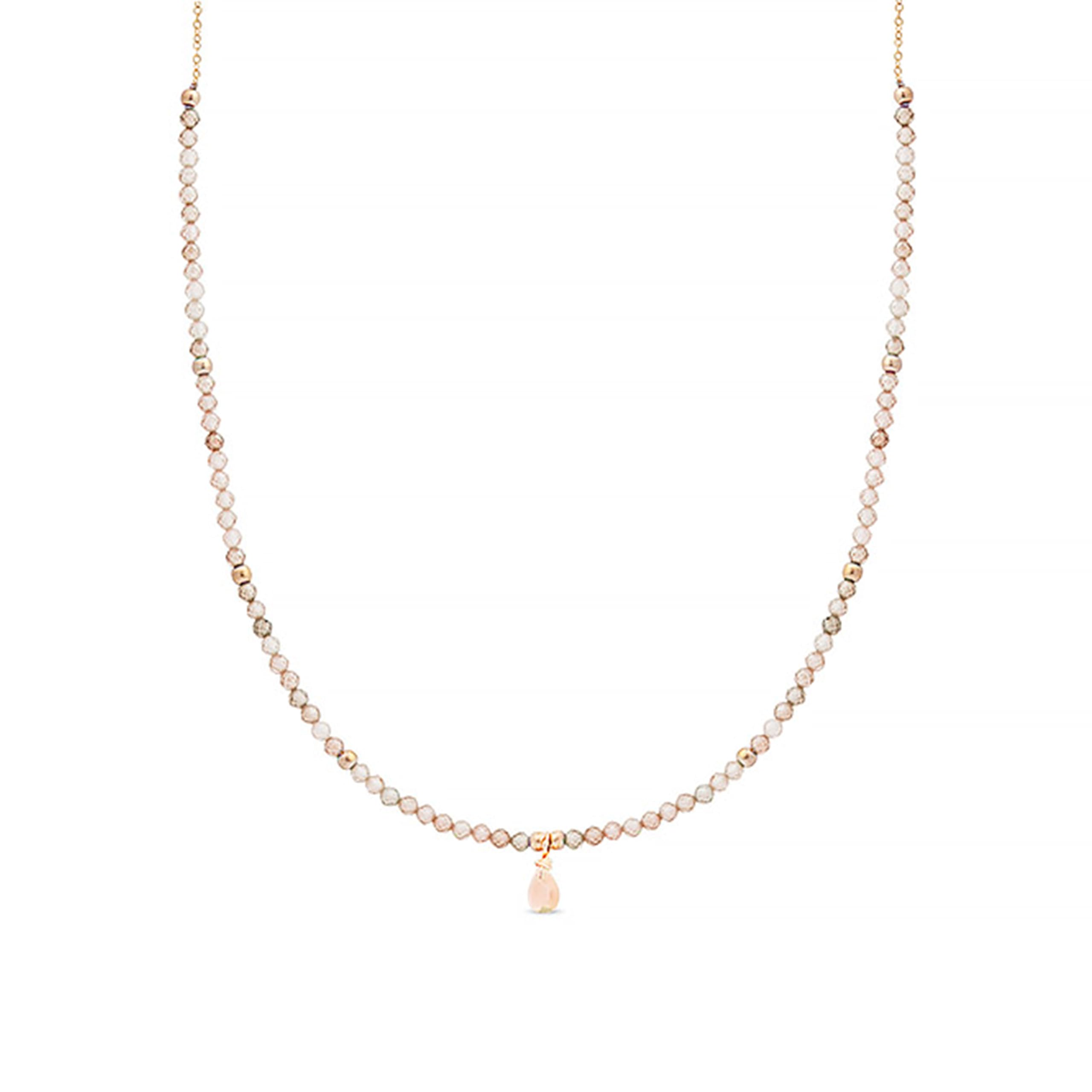 Luxenter Halskette - Schmuckstück aus Metalllegierung, 18K Gelbgold,Champagner Zirkon