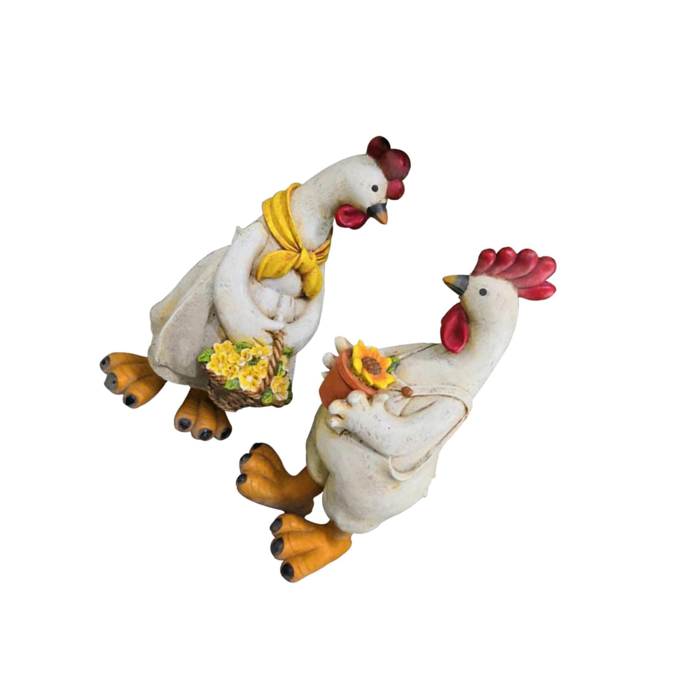 Estatua de cerámica de patos navideños decorativa para jardín