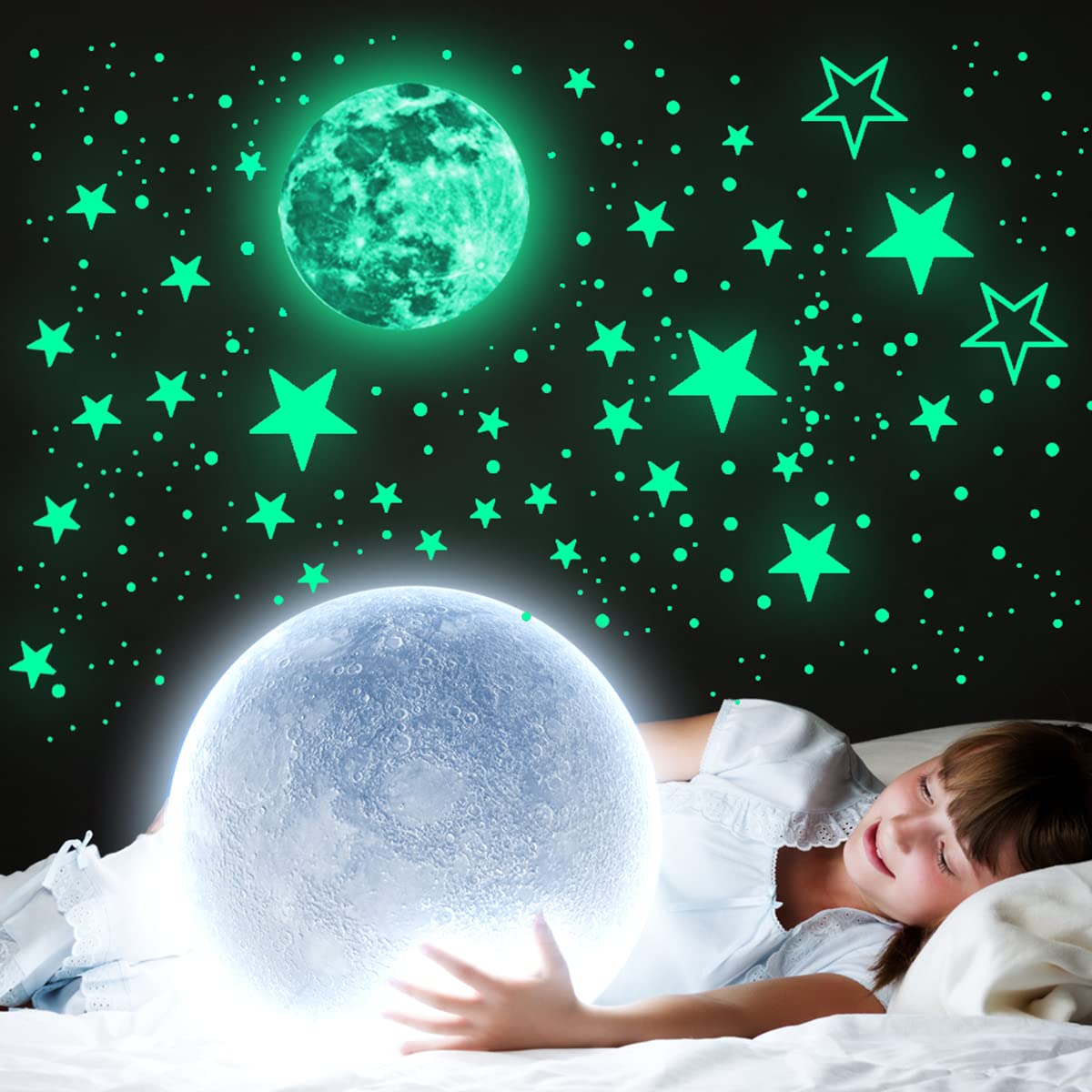435 Autocollants Étoiles Phosphorescentes - Effet Lumière Bleue 2h - Déco Chambre Enfant