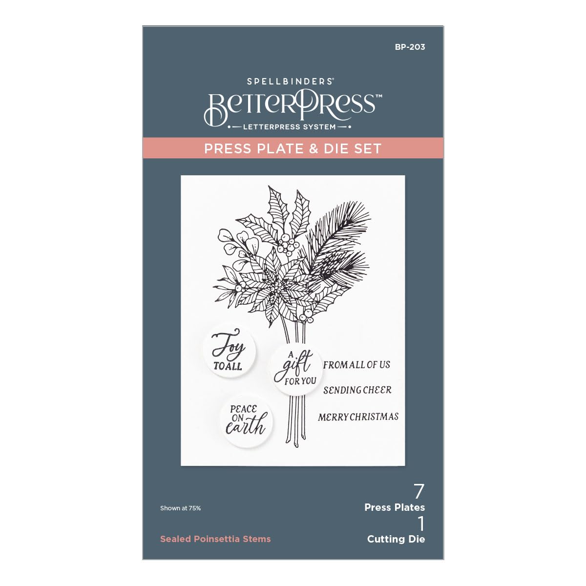 Spellbinders BetterPress Letterpress Press Plate & Die Set-Poinsettia Stems