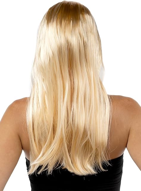 Foto 2 de 4 de Funidelia - Peluca rubia lisa para mujer Accesorios para adultos, accesorio para disfraz - Blanco