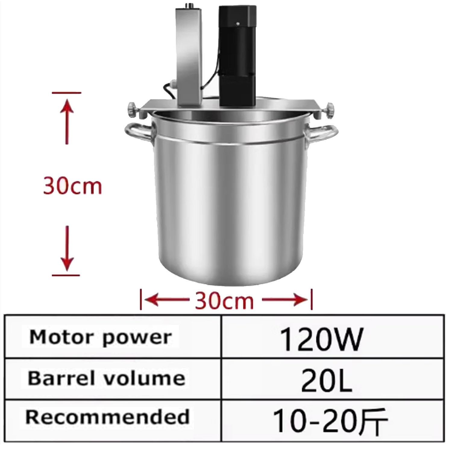 Mixer elettrico, frullatore commerciale automatico con funzione timer e raschietto a 4 lame per preparare marmellate, salse e ripieni.