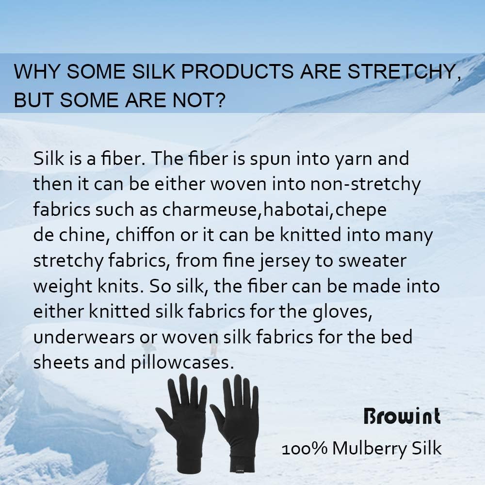 Browint Silk Glove Liners for Cold Weather Black Unisex Thermal Silk Gloves S M L XL XXL - Image 6