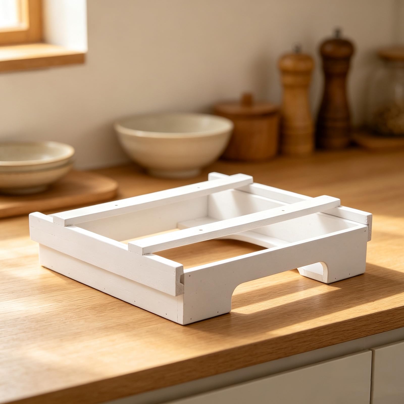 OUNONA Soporte para Platos Debajo del gabinete, Organizador dispensador de Madera apilable para Platos de 9”, Estante dispensador Vertical de Cocina para encimera de Cocina, gabinete de Viaje para