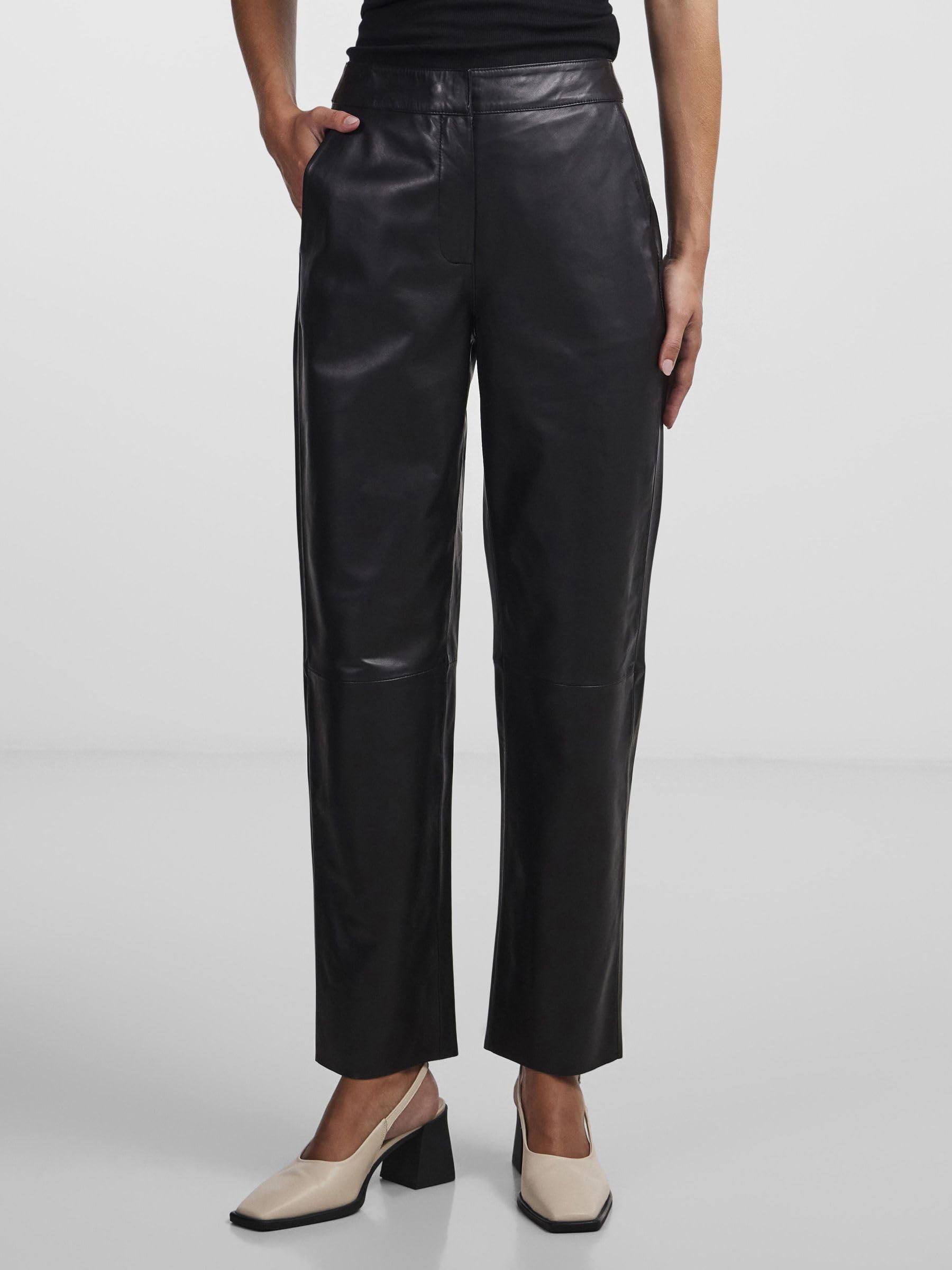 YAS Line Hmw Pantalon en Cuir Noos - Pantalons - Pantalon - Femme