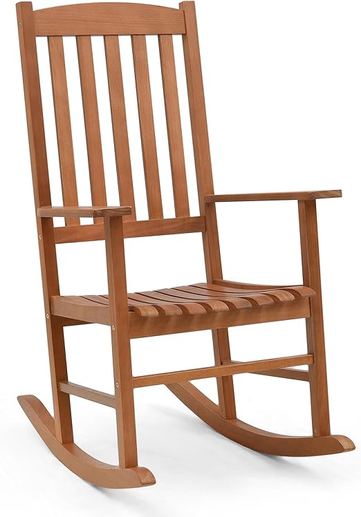 Amazon.com : Giantex Wood Outdoor Rocking Chair - Eucalyptus Rocker ...