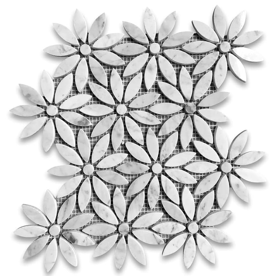 Amazon.com: Stone Center Online Carrara 白色大理石雛菊田野花