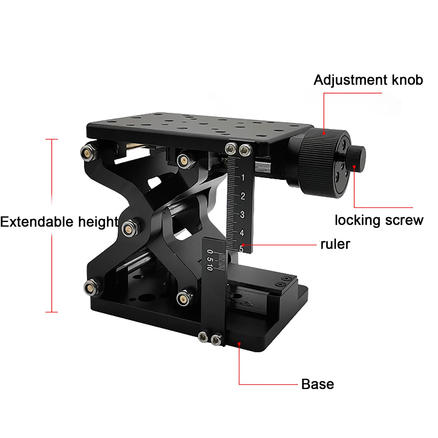 Mesa de plataforma de elevación manual, elevador óptico de gato de laboratorio con eje Z de viaje de 120 mm para producción de pantalla táctil capacitiva e instrumentos ópticos