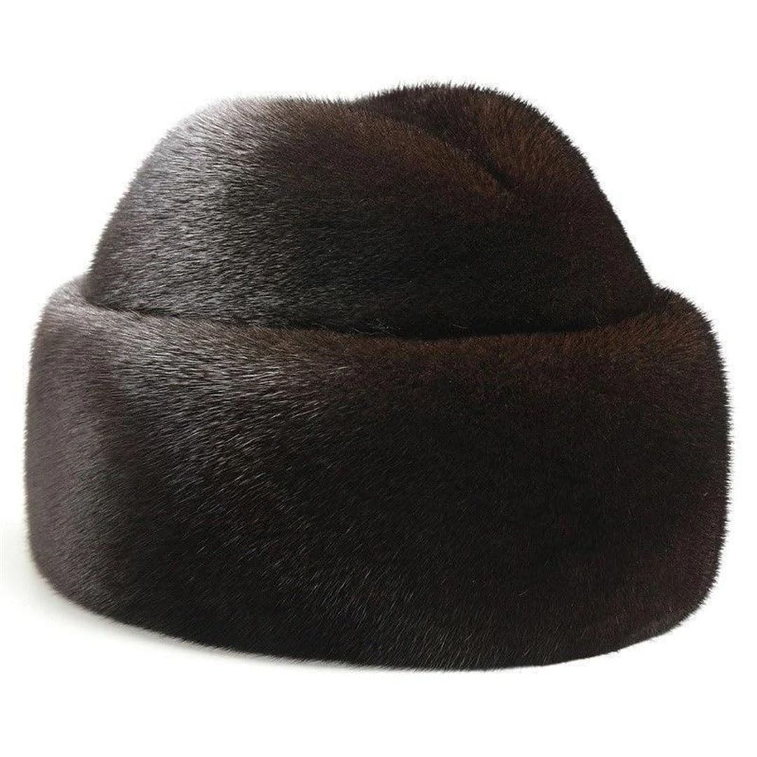 Gorro de invierno para hombre, de piel de visón, grueso y cálido, gorro de piel de invierno, gorro de regalo, gorro de calidad, Café 1, 59-61