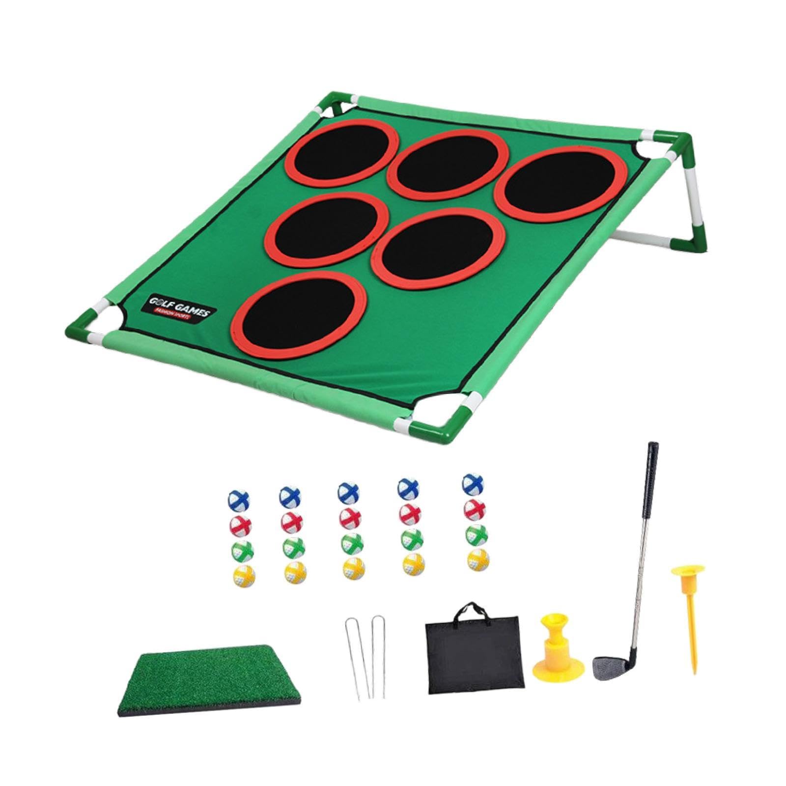 perfk Juego de Golf y Cornhole, Juego de Golf con Bolsa de Almacenamiento y Palos, Informal, con Pelotas, Juguetes para el hogar, Exterior y Patio