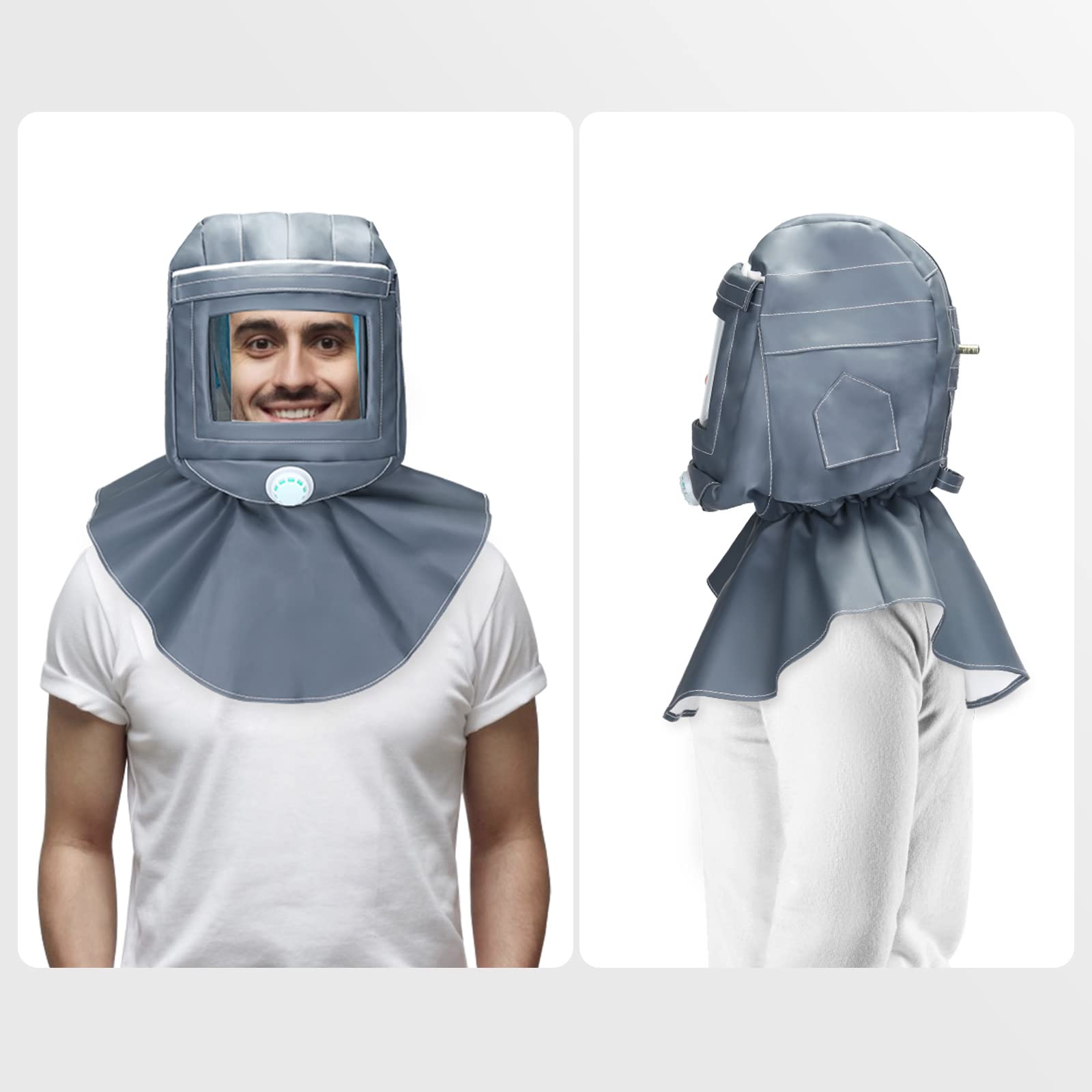 ENJOHOS scialle per sabbiatura, Cappa per sabbiatura con design a sfiato, Maschera Anti-vento in PVC facile da regolare e pulire, per lavorare per la levigatura di lucidatura