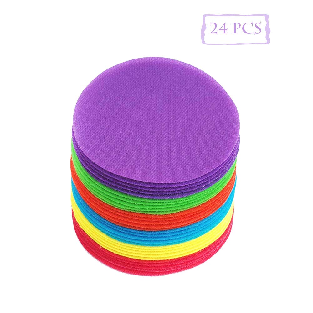 PENTA ANGEL Spot Markers 24Pcs Round Floor Spots Carpet Mark Circles Sitting Dots for Teachers Classroom Preschool Kindergarten Elementary for Training and Drills, 4 Inch