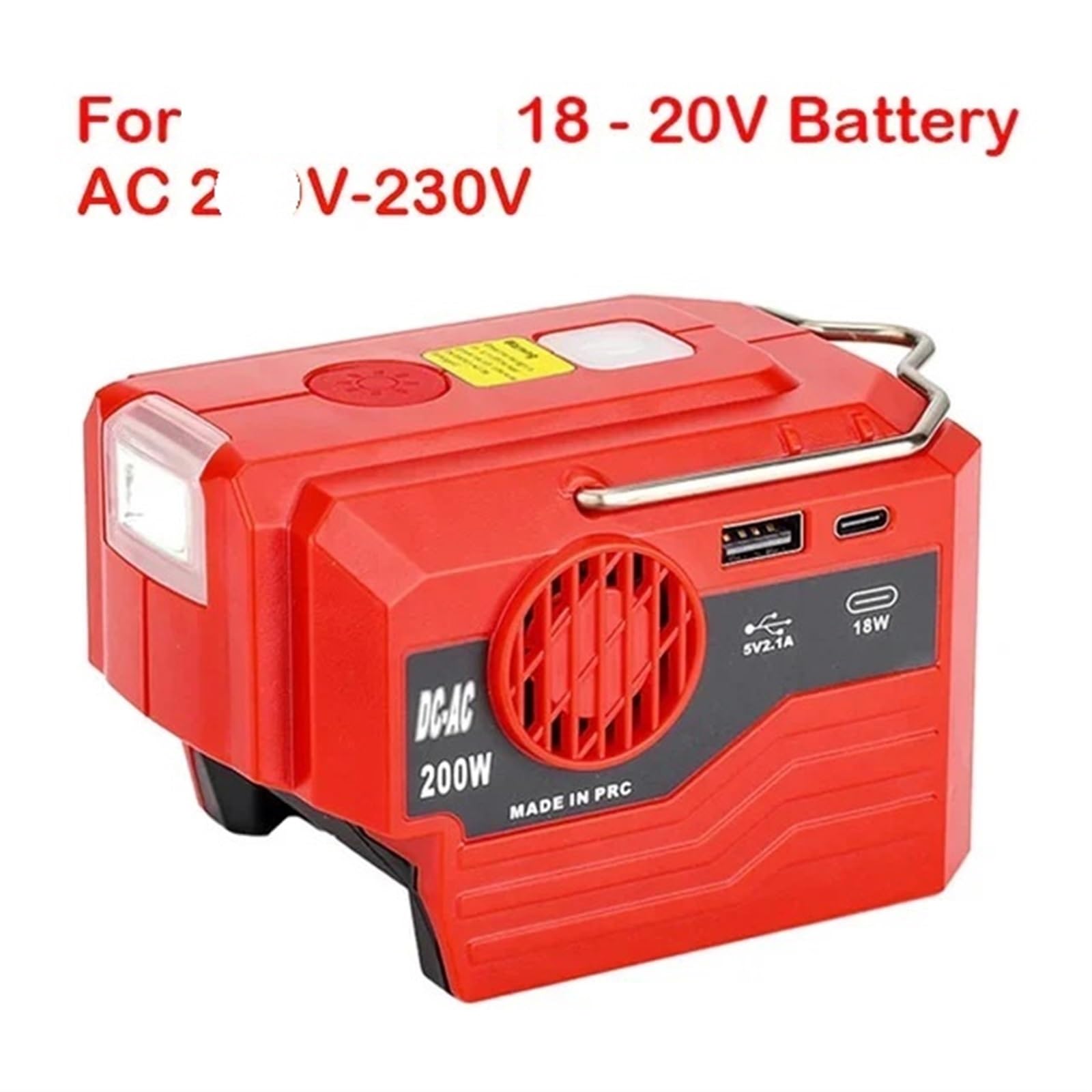 18 V akumulatorowy zewnętrzny przenośny falownik 200 W AC 120- zmodyfikowany zasilacz sinusoidalny Kemping na świeżym powietrzu(For Milwaukee 220)