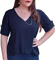 Camisa Social Feminina Blusa Detalha na Manga Lacinho Viscolinho