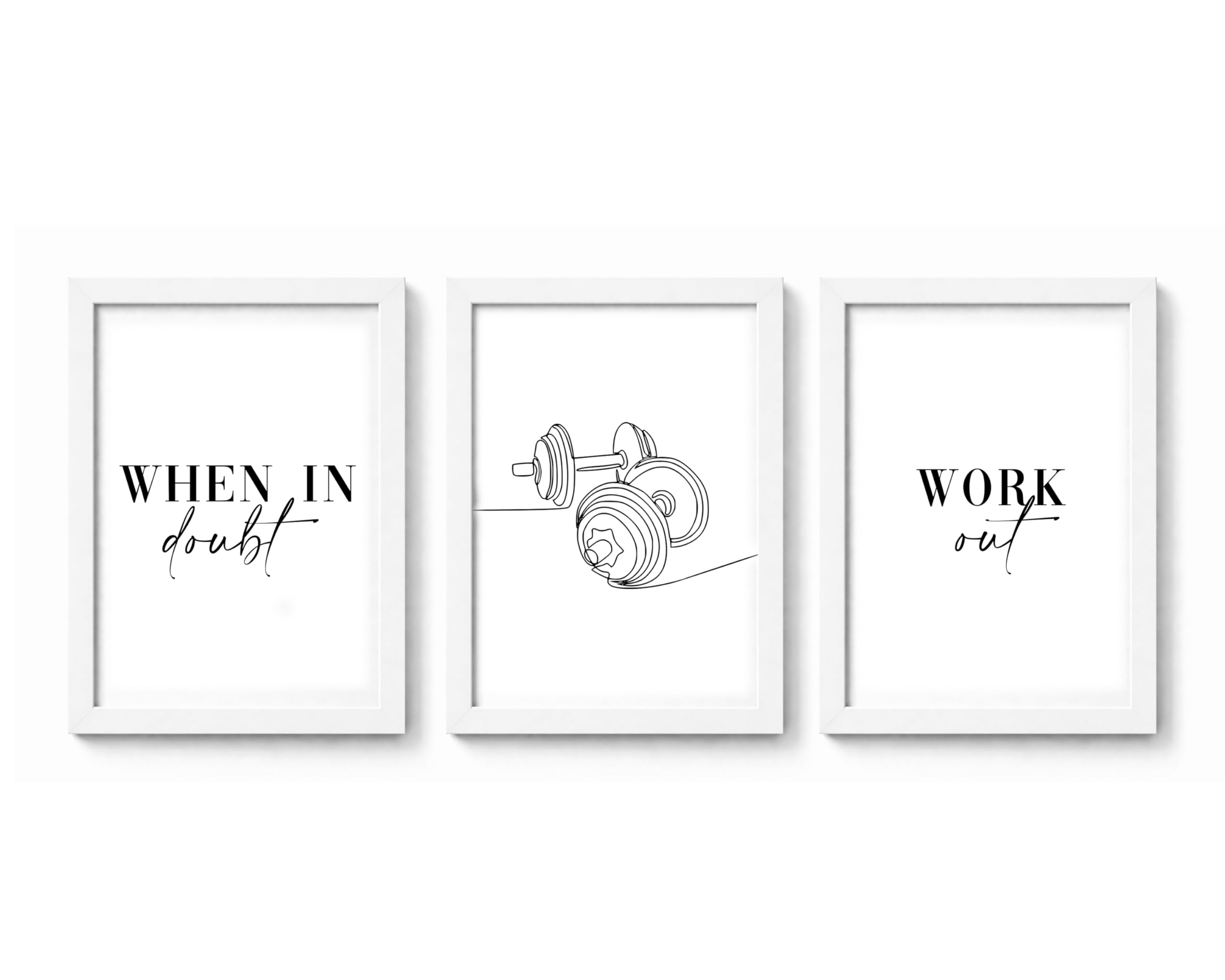 Violet Grace Set of 3 Work Out Prints, Weight Lifting Quote Wall Art Prints, Unframed Weight Lifting Artwork, Home Gym Décor - A5 A4 A3 Black And White Line Wall Art