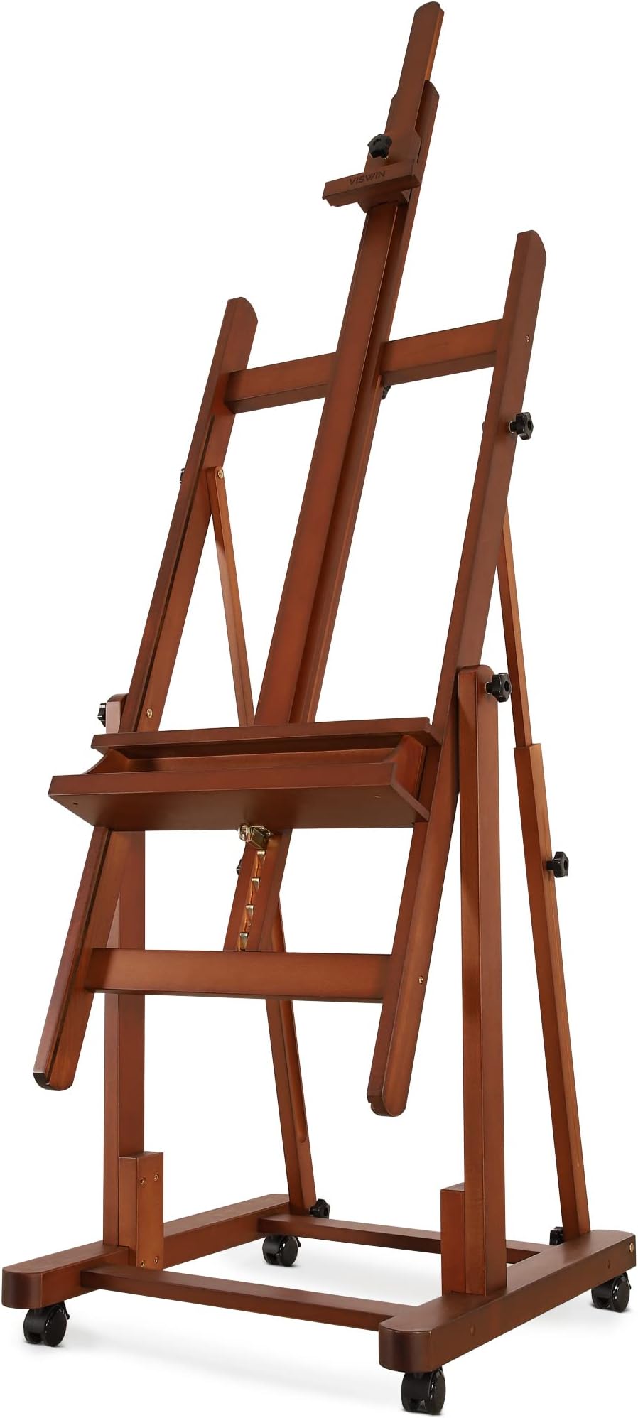 VISWIN Heavy Duty Extra Large H-Frame Easel Holds Canvas Up to 82" - Tilt Flat - Made of Durable Beechwood Convertible Studio Easel with Storage - Adjustable Artist Painting Easel Stand with Wheels