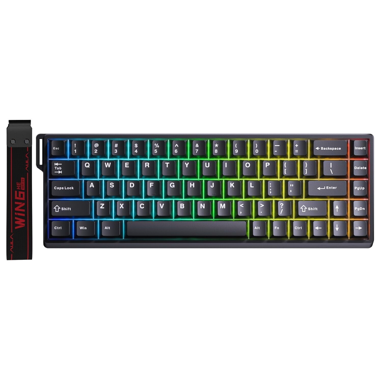 Aula Win68 He Teclado magnético Rapid Trigger Graywood Swtich 8000Hz RGB TKL Hot Swap Gaming Teclado Negro