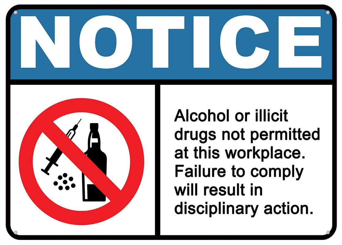 Alcohol Or Illicit Drugs Not Permitted Aluminum Metal Sign 12"x8" Premium Aluminum Sun-Proof Rust-Free For Home/Yard Use