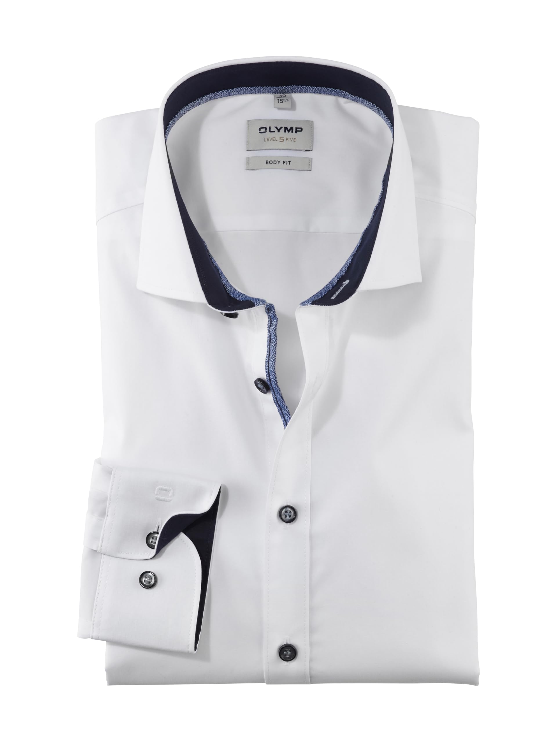 OLYMP Men Shirt Long Sleeve Level Five,Plain,Slim Fit,Classic,Weiß 00,40