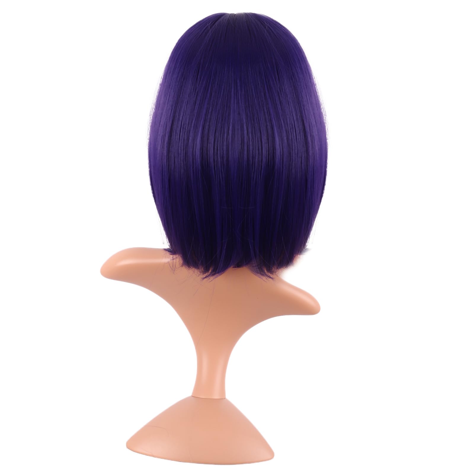 MapofBeauty 12 Inch /30 cm Fashion Lady Short Straight Synthetic Flat Bangs Bob Wig (Dark Purple), 54.61 cm - Image 4