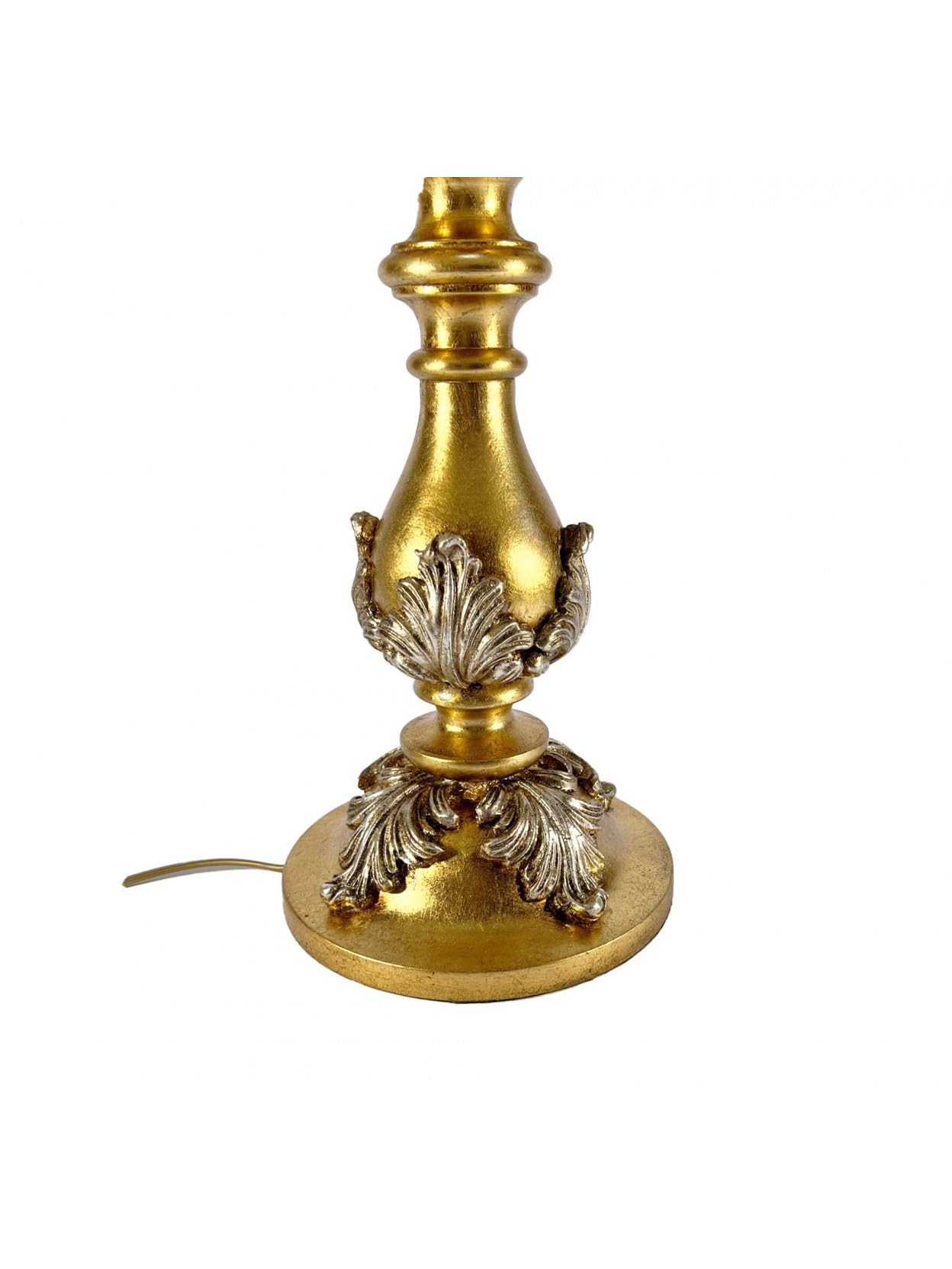 Generico Lume grande, lampada da tavolo classica in legno foglia oro-argento 1 luce Dbs 100/bg per salotto, cameretta, soggiorno, camera da letto.