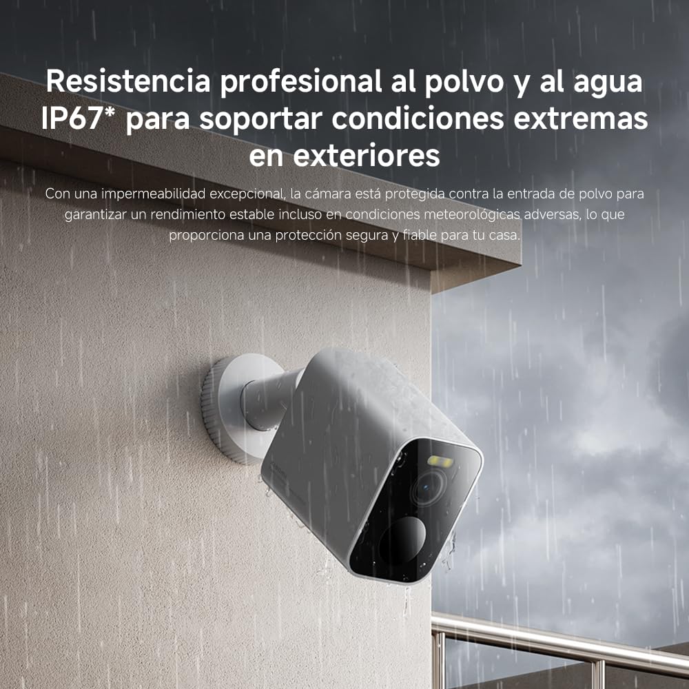 XIAOMI Outdoor Camera BW300, Cámara Exterior con batería de Larga duración, resolución 2k, IP67, Nocturna a Color, 130º, Blanco
