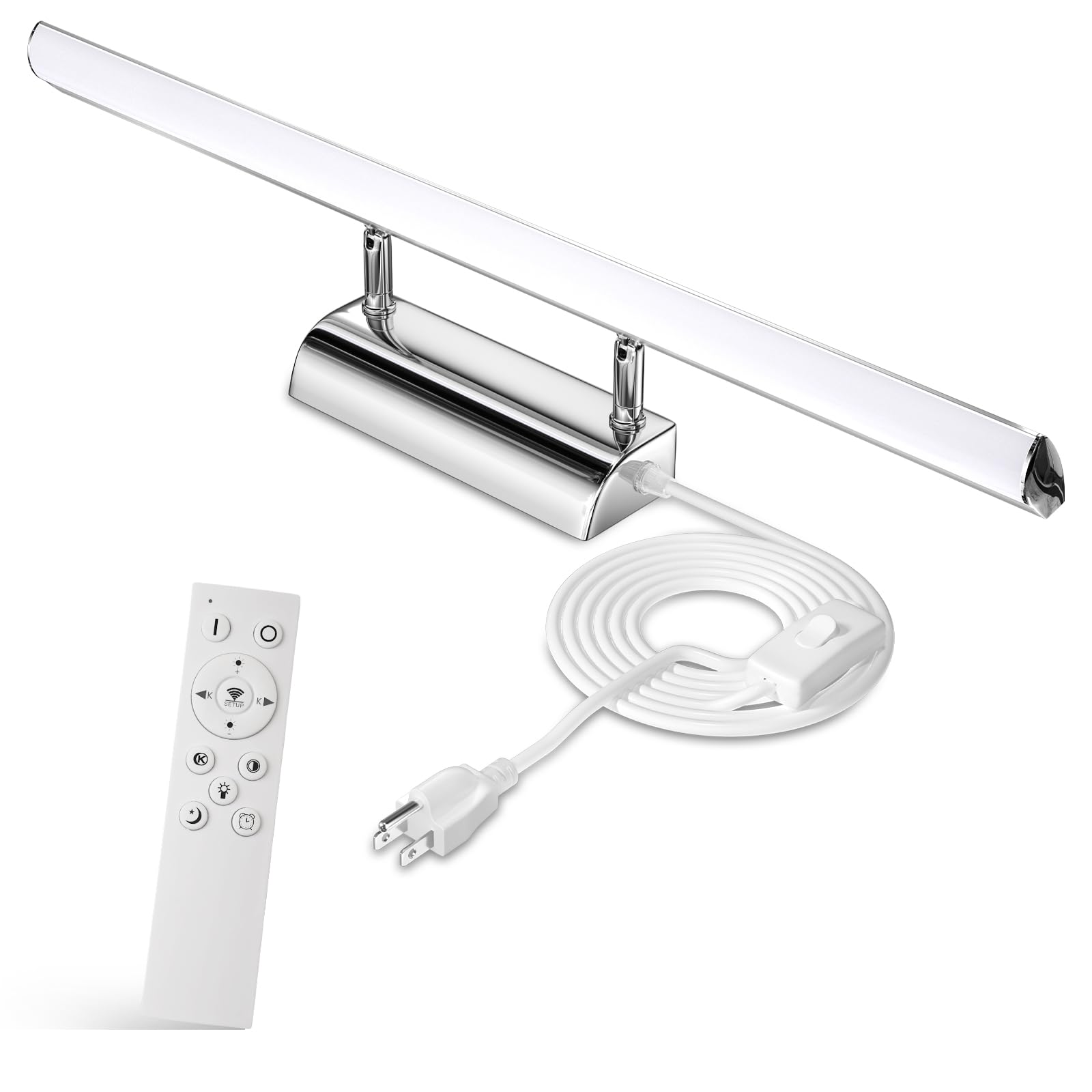 Bonlux 9W Bathroom LED Vanity Light 22 inch, 3 Color Adjustable 3000K/ 4000K/ 6000K, Dimmable Wall Mounted Plug in Light Fixture with Remote Control Memory Function for Cabinet Mirror Lighting