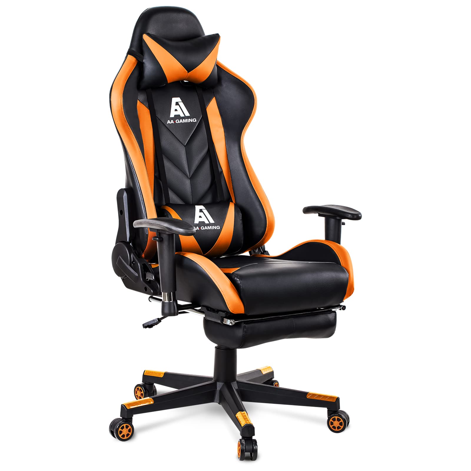 AA Products Gaming Chair High Back Ergonomic Computer Racing Chair Adjustable Office Chair with Footrest, Lumbar Support Swivel Chair - Orange