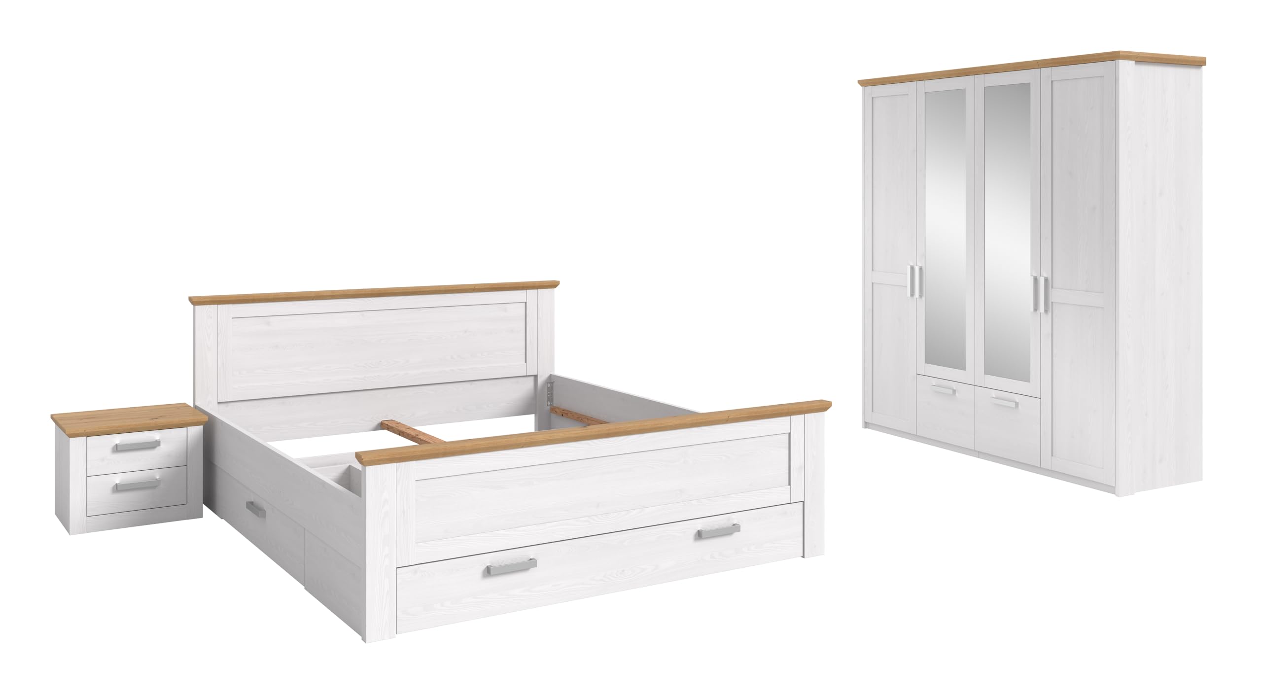 xonox.home – 3 TLG. Schlafzimmer-Set Verona in Sibiu Lärche Nachbildung Absetzung Artisan Eiche Nachbildung – Modernes Schlafzimmer mit viel Stauraum – funktional, elegant & langlebig