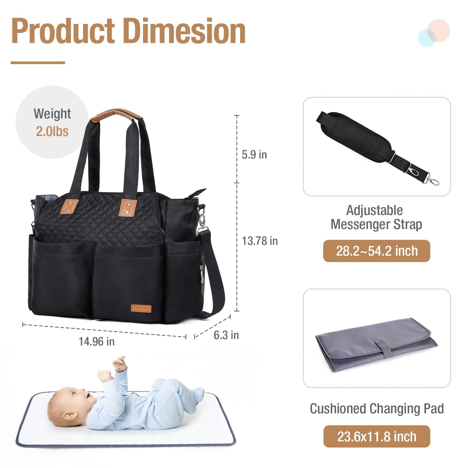 Lekebaby Baby Wickeltasche Bote groß mit Wickelunterlage für Reise, 19 Taschen, Diaper Bag Reisewindeltasche für Mama und Papa, Multifunktions Babytasche