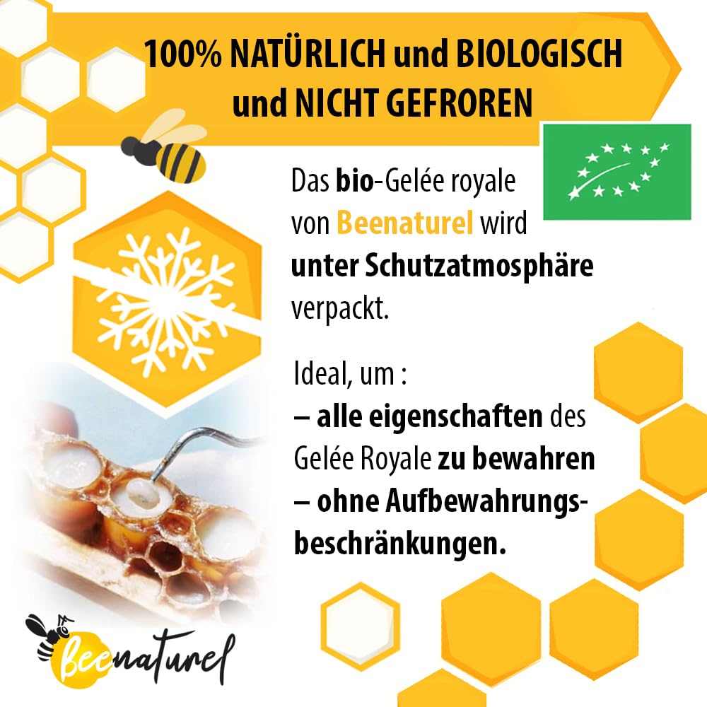 Bio Gelée Royale 120g | 120 Dosiersticks à 1g | 4-Monats-Winterkur | Frisch & rein aus Frankreich | Für Erwachsene & Kinder | 100% natürlich