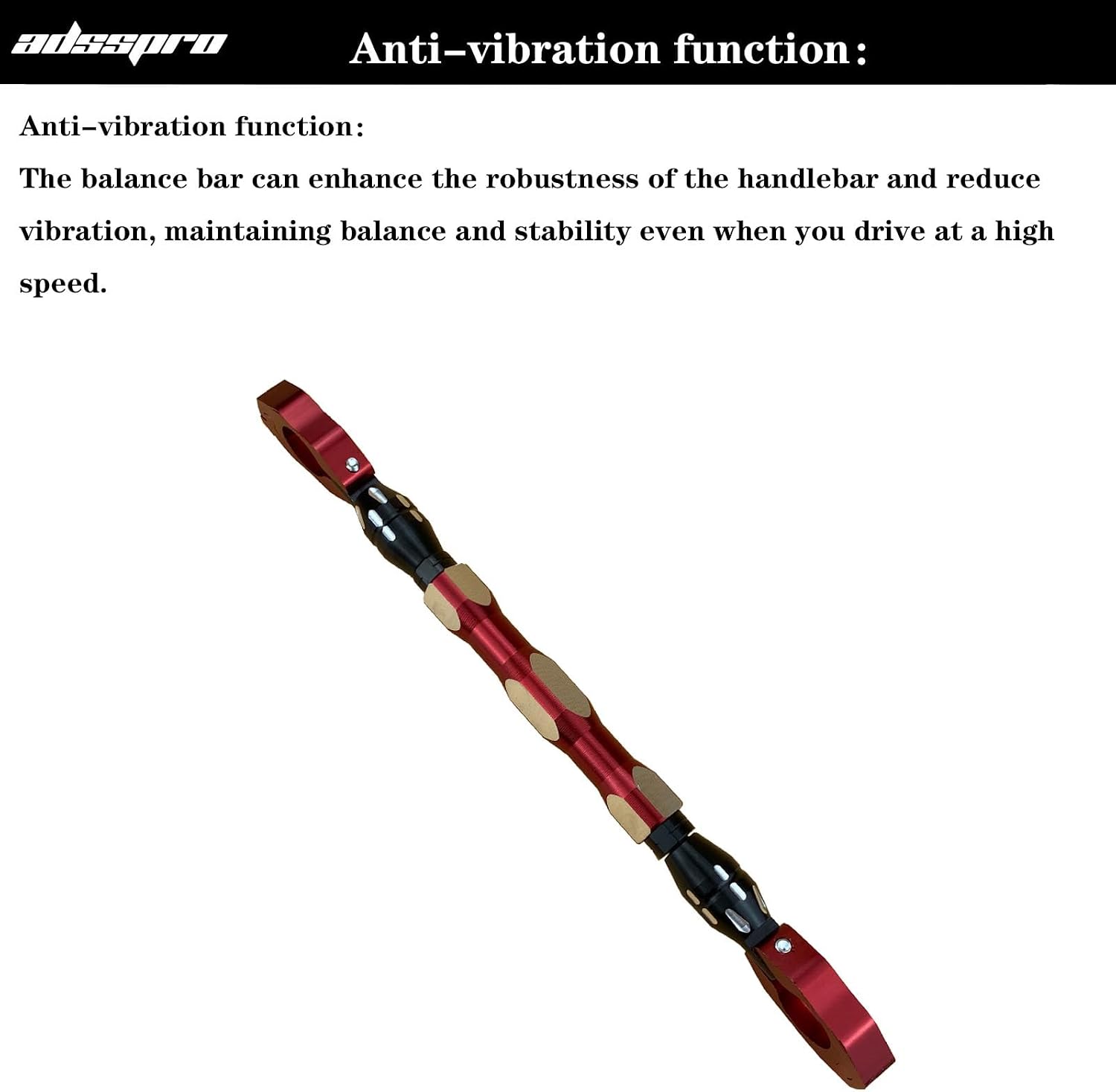 Universal Motorcycle CNC Aluminum 7/8" 22mm Adjustable Handle Bracket Bar Handlebar Balance Crossbar Cross Bar Steering Wheel Strengthen Reinforce Lever For Motorbike pit dirt bike (Red)