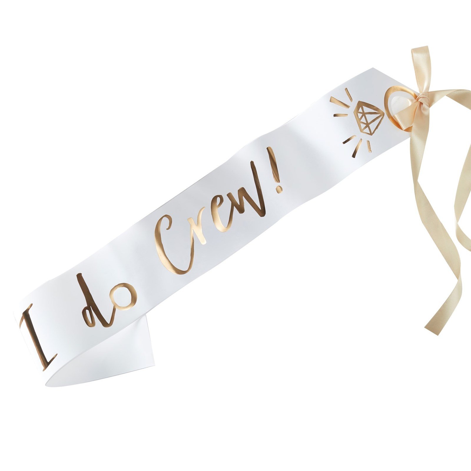 Ginger Ray White & Gold I Do Crew Hen Party Decorative Sashes 6 Pack