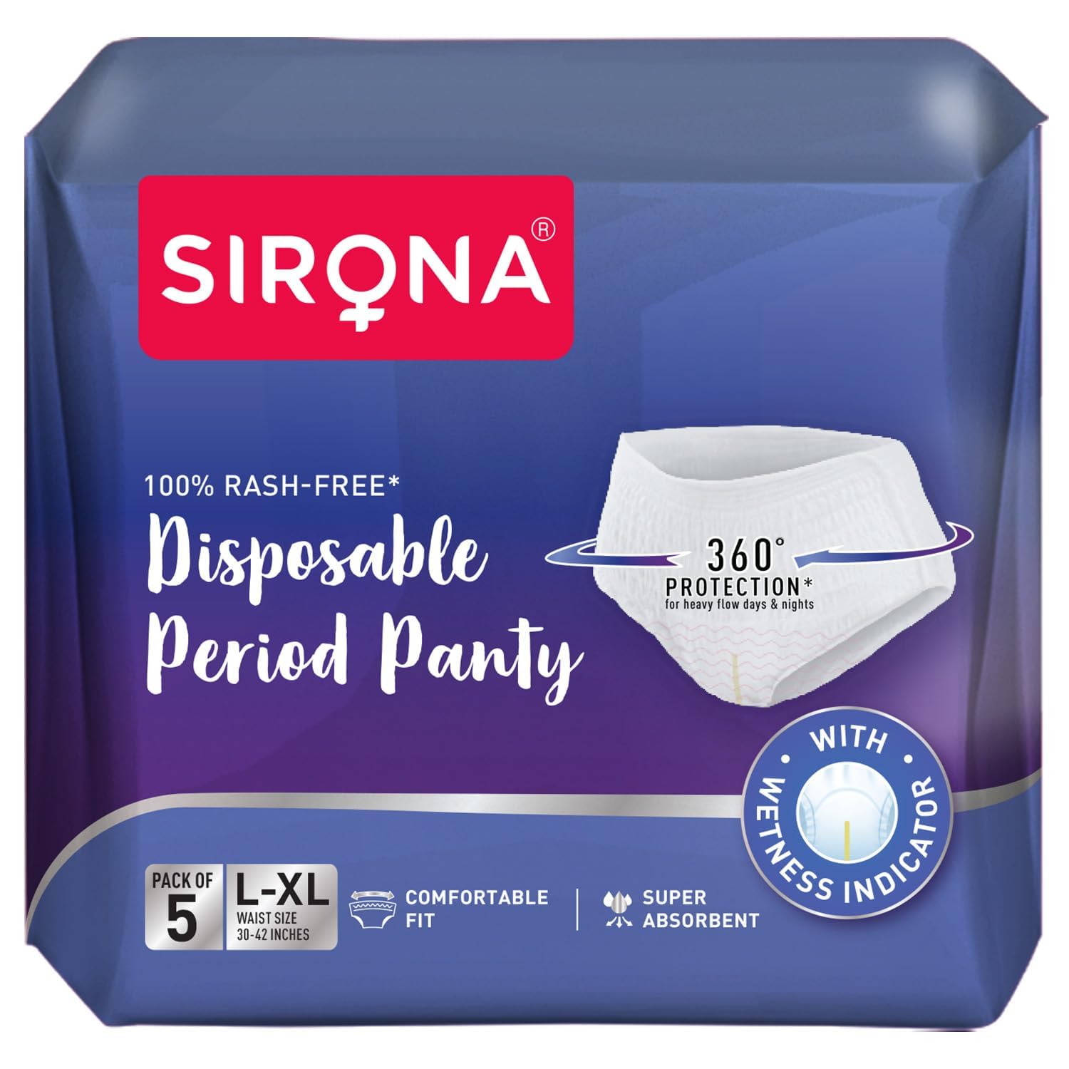 Sirona Disposable Period Panties for Women | L – XL | 360° Sanitary Protection for Heavy Flow | No Leakage, Rashes, or Discomfort | Maternity Panties with High Absorbency |