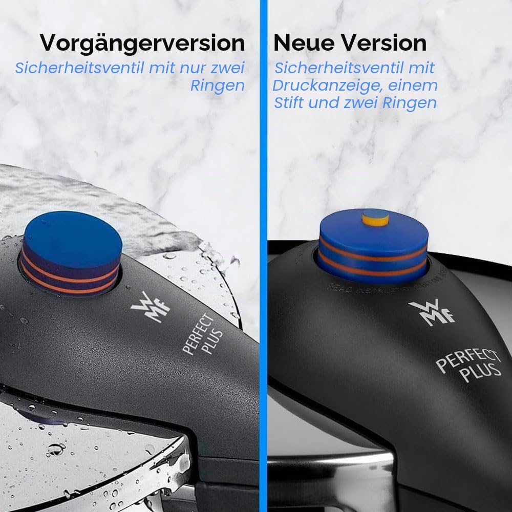 WMF Ersatz-Topfdeckelgriff Express 08.9560.9200 Kompatibel mit dem gesamten WMF Perfect Plus-Sortiment, für Töpfe mit 22 cm Durchmesser, Farbe Grau mit Zwei-Ring-Ventil