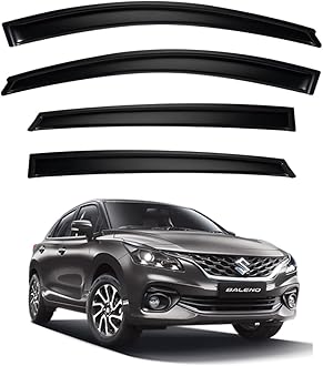 Premium Smoke Car Door Visor Front+Rear Sun/Rain Guard Outside Mount Tape-On Window Visors Compatible with Suzuki Baleno (2025)