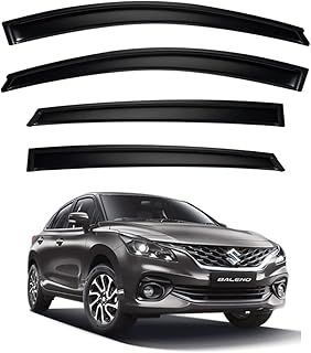 Premium Smoke Car Door Visor Front+Rear Sun/Rain Guard Outside Mount Tape-On Window Visors Compatible with Suzuki Baleno (2025)