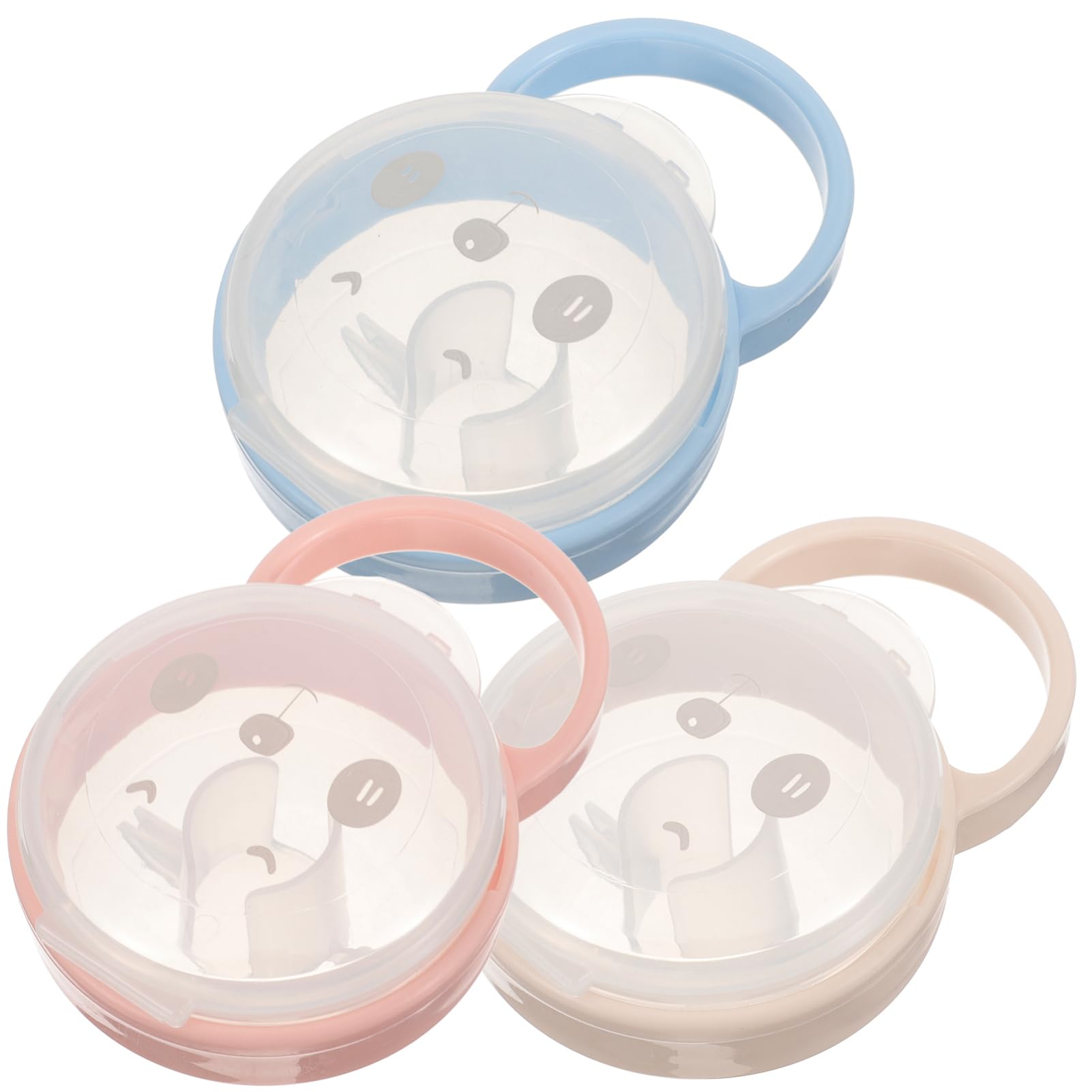 Kisangel 3Pcs Pacifier Holder Case Cartoon Design Storage Container Transparent Dustproof Pouch for and Pacifiers Clips for Diaper Bags