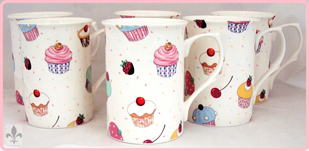 Fromeuropewithlove White Fairy Cupcakes Mugs Set Of Four Fine Bone China Cupcakes Mugs Hand Decorated In The Uk