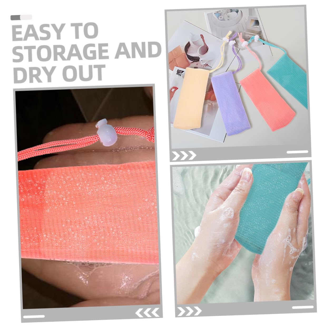 ORFOFE 4pcs Bar Soap Pouches Soap Bags Pouch for Face Wash Exfoliating and Gentle for Skin
