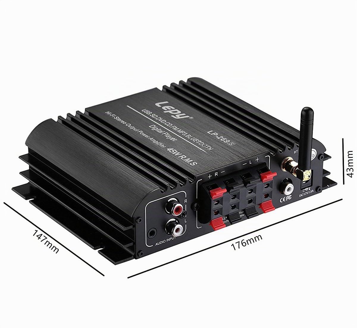 DollaTek LEPY LP-269S Amplificatore Bluetooth 2 canali Hi-Fi Stereo 45 W Multimedia Player LED Light